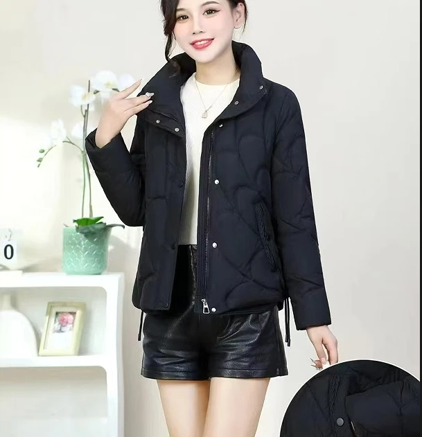 【F2118】立领保暖棉服2024年新款冬季简约纯色女装短外套