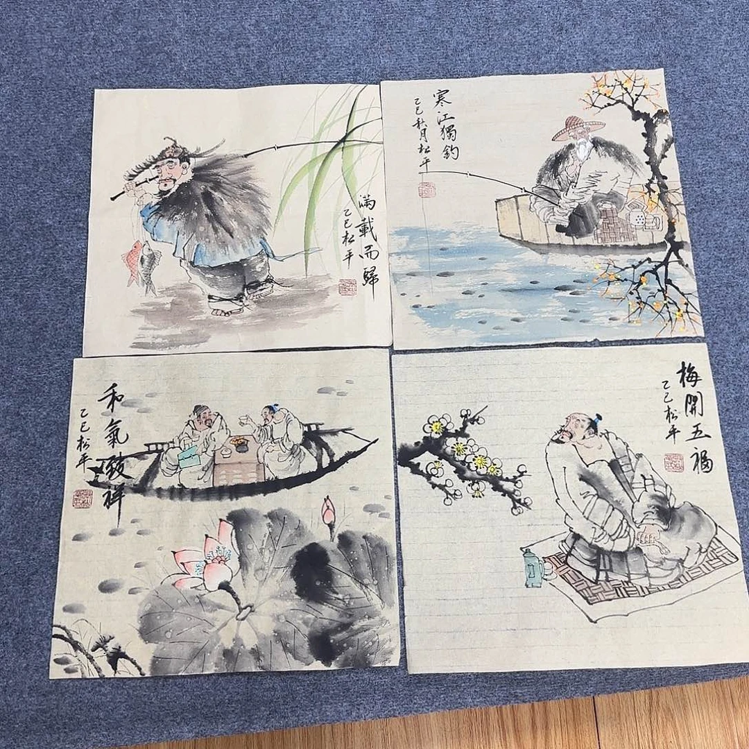 国画35*35纯手绘张松平