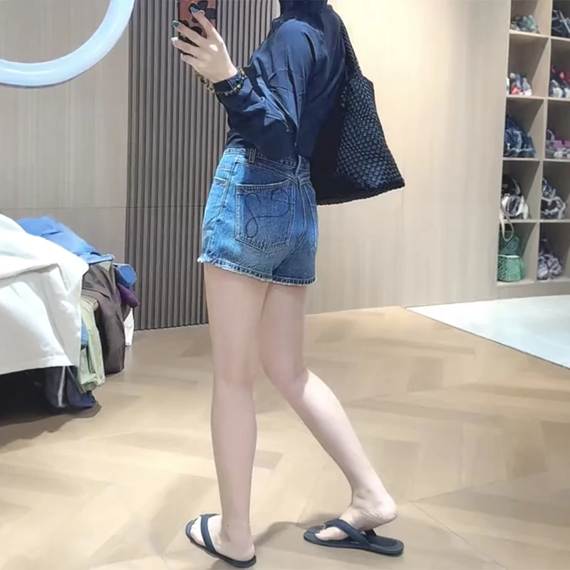 大码牛仔短裤女2025年夏季新款胖mm梨形身材高腰显瘦辣妹阔腿短裤