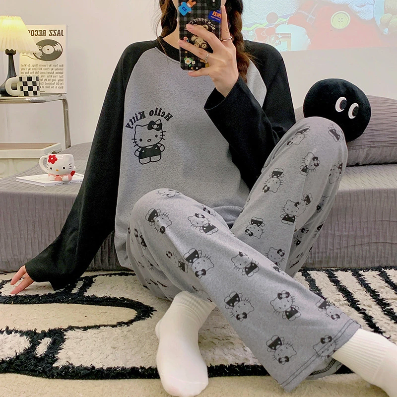 孤品超柔睡衣柔软可爱女孩少女春季居家服长袖印花百搭大码休闲