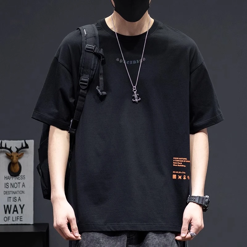 MR.MUDI/穆迪先生纯棉短袖男士t恤宽潮牌潮流百搭爆款加肥加大码