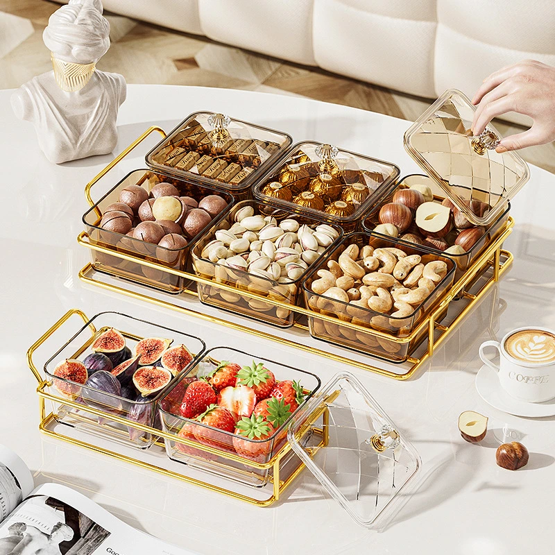 【过新年】轻奢透明糖果盒分格带盖年画年货福字8835