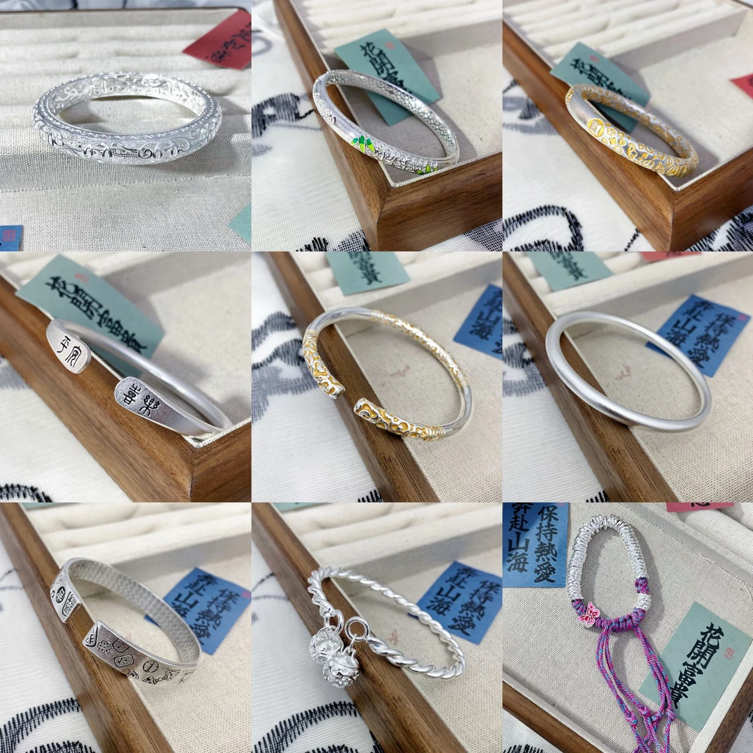 足银手镯 时尚精美百搭手镯随心搭直播间选款(KX)