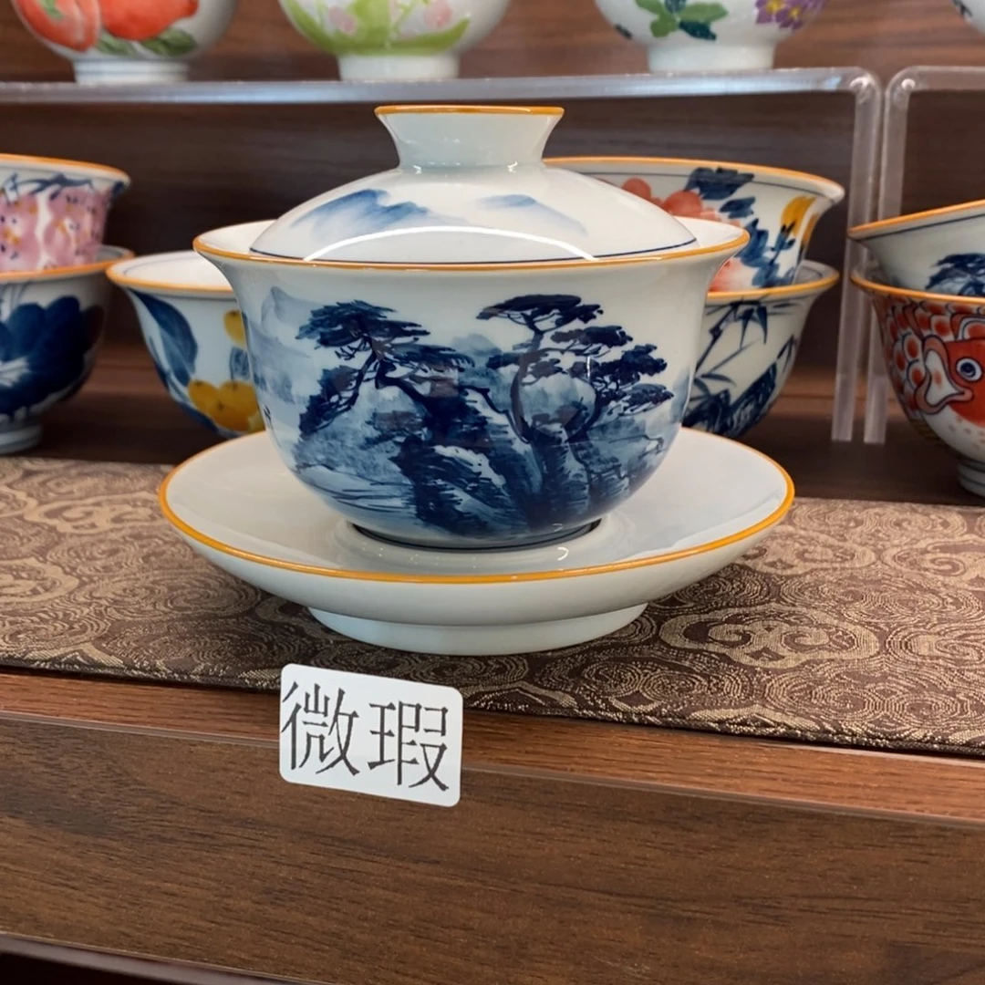 釉下彩老陶泥手工绘制