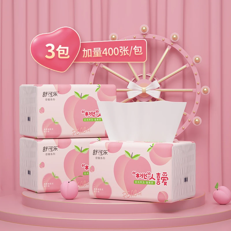 原生木浆四层1包4层舒可乐抽取式清洁去污舒可乐抽纸餐巾纸