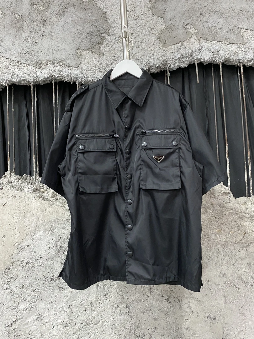 99新 Prada/普拉达 尼龙短袖衬衫/m码