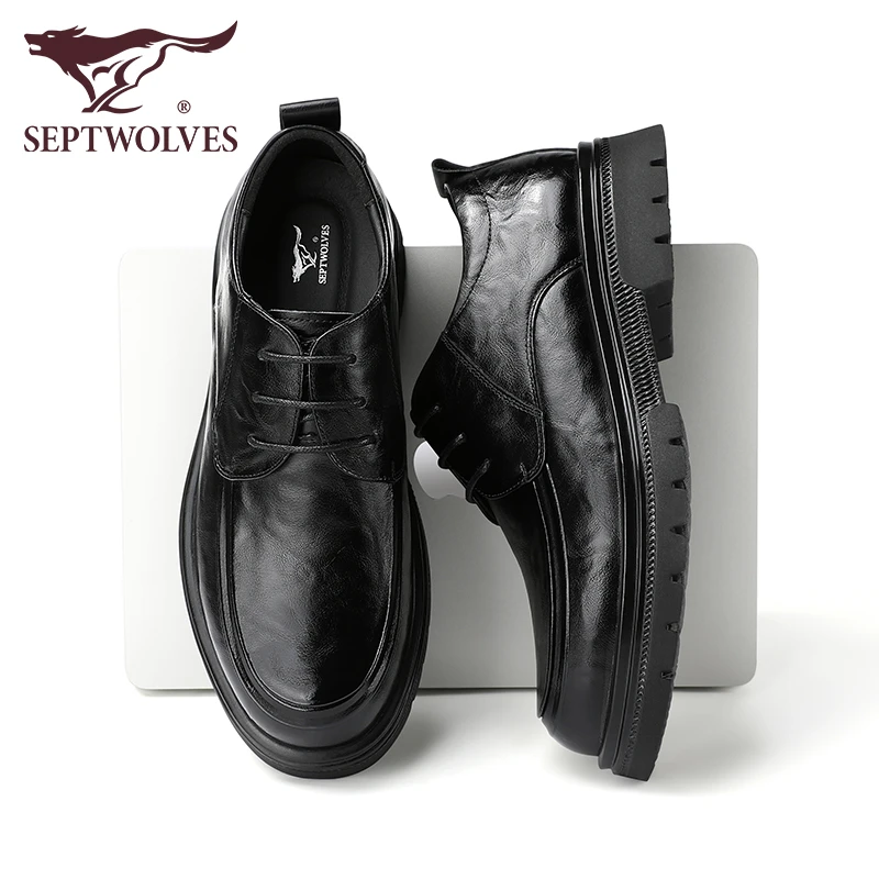 七匹狼2025秋冬新款男鞋高级质感头层牛皮休闲鞋厚底增高休闲皮鞋