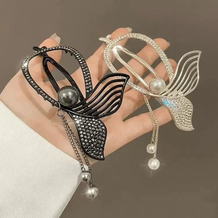 高端流苏鱼尾流苏扭扭夹后脑勺盘头发抓夹高级感气质小众发夹百搭