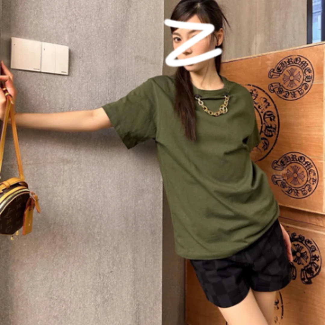 99新 LouisVuitton/路易威登 000348 logo链条设计圆领棉质T恤S码