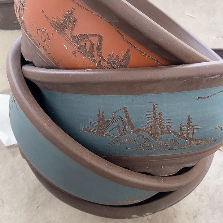 紫砂花盆100-4。34.5-13.5微瑕