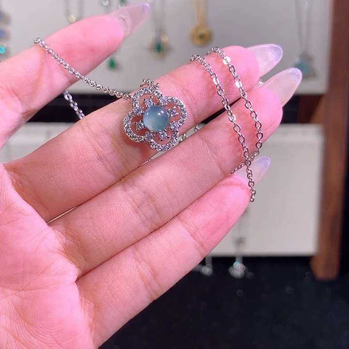 翡翠银S925镶嵌颈饰056蓝