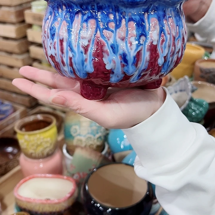 有孔，凑单福利满10元发货陶瓷多肉花盆！