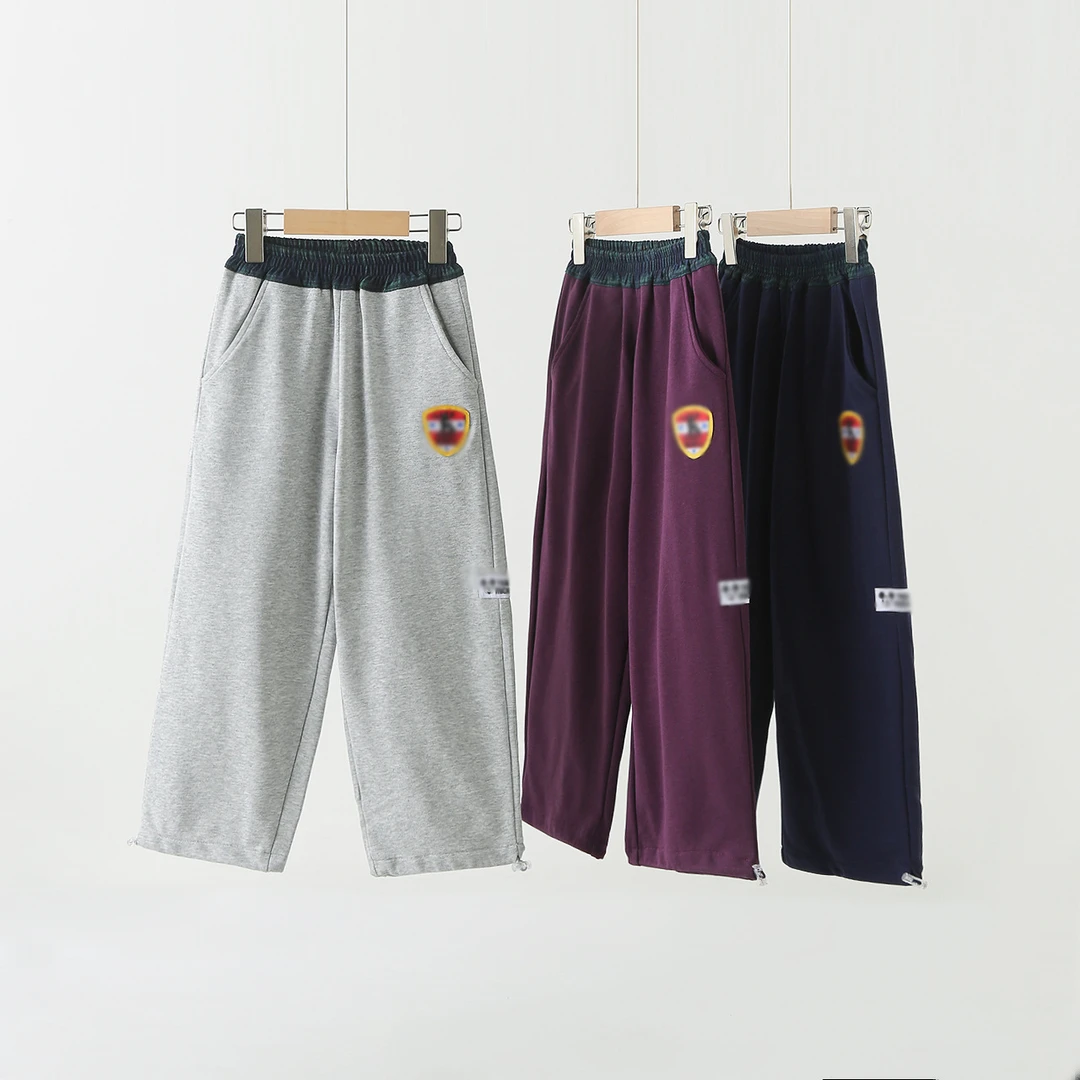 BLT童装童裤2025春款直筒撞色收缩扣户外阔腿裤儿童宽松时尚卫裤