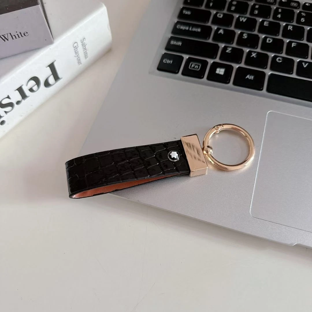 轻奢简约皮质万宝星星标龙汽车钥匙链高颜值男女便携挂饰钥匙扣圈