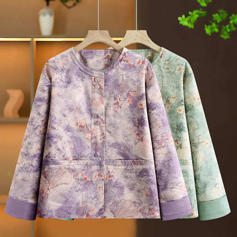 2025国风新款中年女春秋气质开衫宽松上衣新中式妈妈春装洋气外套