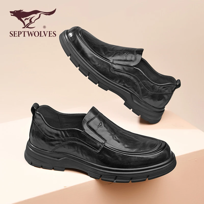 七匹狼男鞋秋季一脚蹬商务休闲皮鞋男士舒适软底爸爸鞋通勤乐福鞋