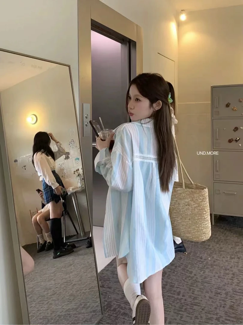 UND K1199# 春款薄荷曼波条纹衬衫