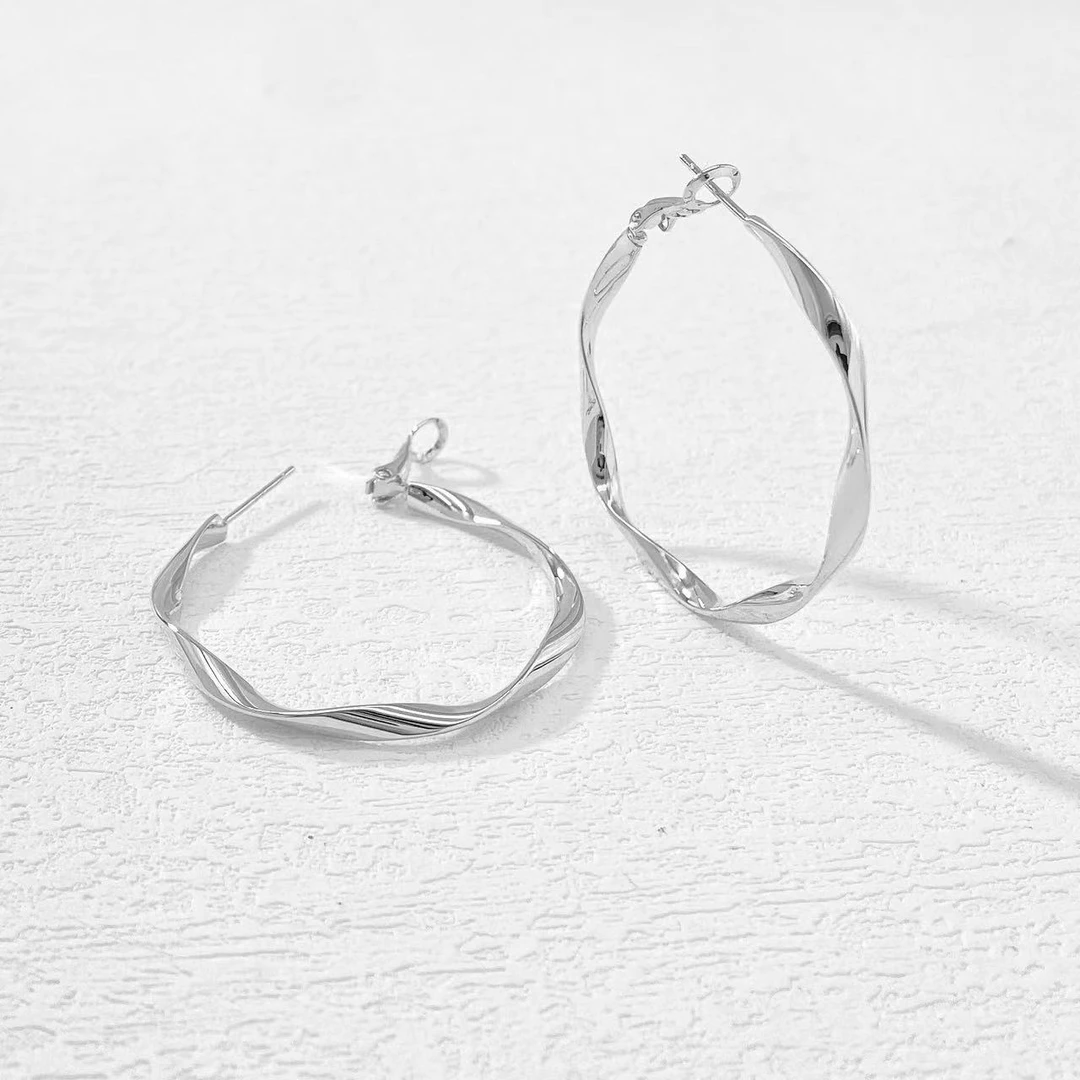 铜合金耳饰 木木（CJ5968） 内径34毫米 扭纹耳圈耳环