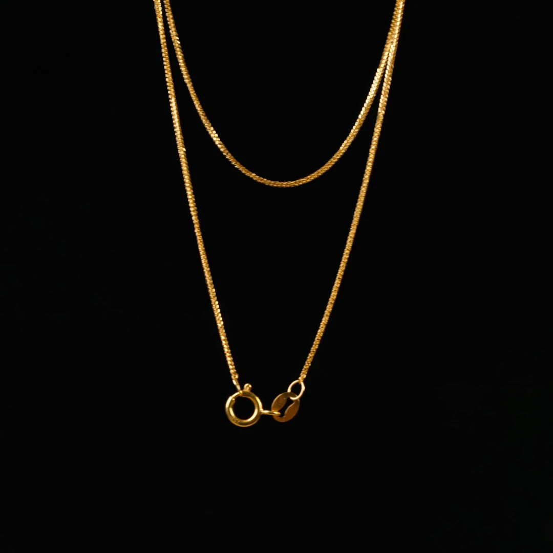 18K金肖邦项链女款au750锁骨项链百搭金项链黄金素链时尚简约