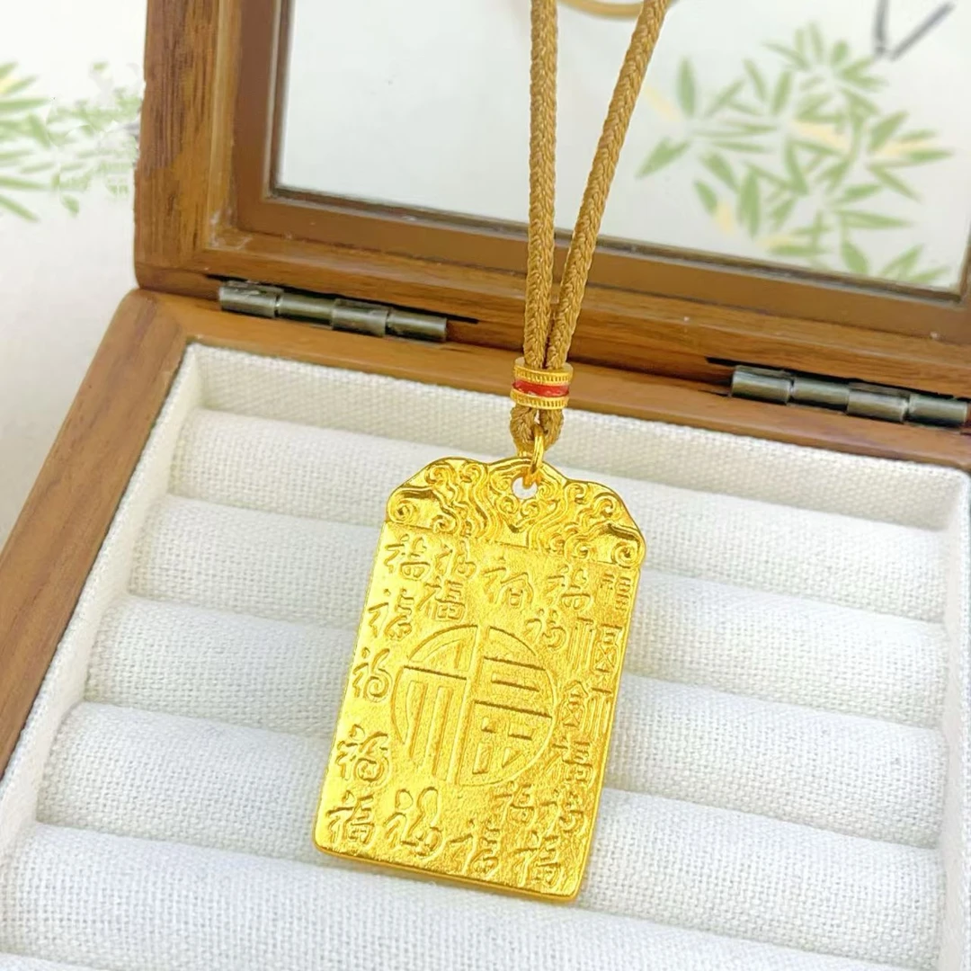 113古法福字无事牌镀K金时尚毛衣链男女同款