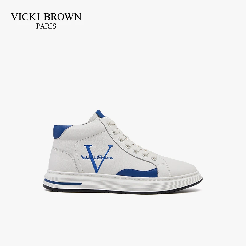 VICKI BROWN法国VB男鞋冬季轻奢男士牛皮百搭保暖舒适高帮休闲鞋