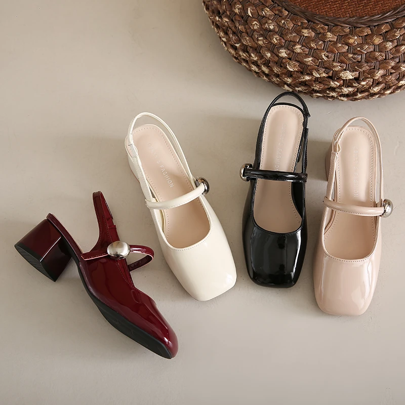 包头凉鞋夏款女法式玛丽珍高跟鞋后空单鞋优雅正版玛丽珍3073-9