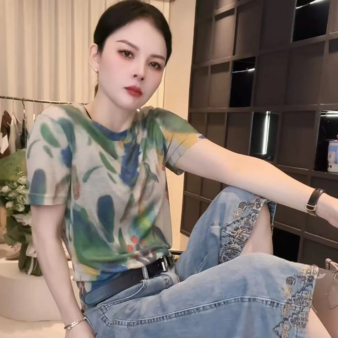 《优麦汇》Y6121夏款圆领设计感时尚百搭短袖显瘦上衣款女