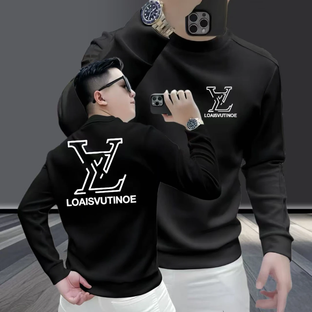 秋冬新款休闲卫衣男士长袖印花圆领潮流套头时尚百搭上衣