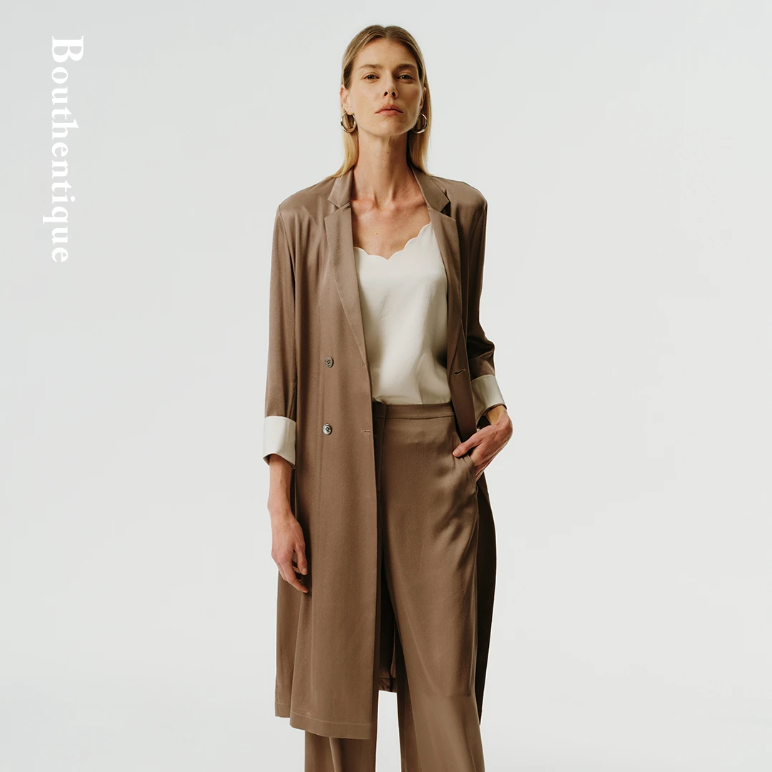 Bouthentique水波纹质感微收腰版型休闲风衣224311B1S15