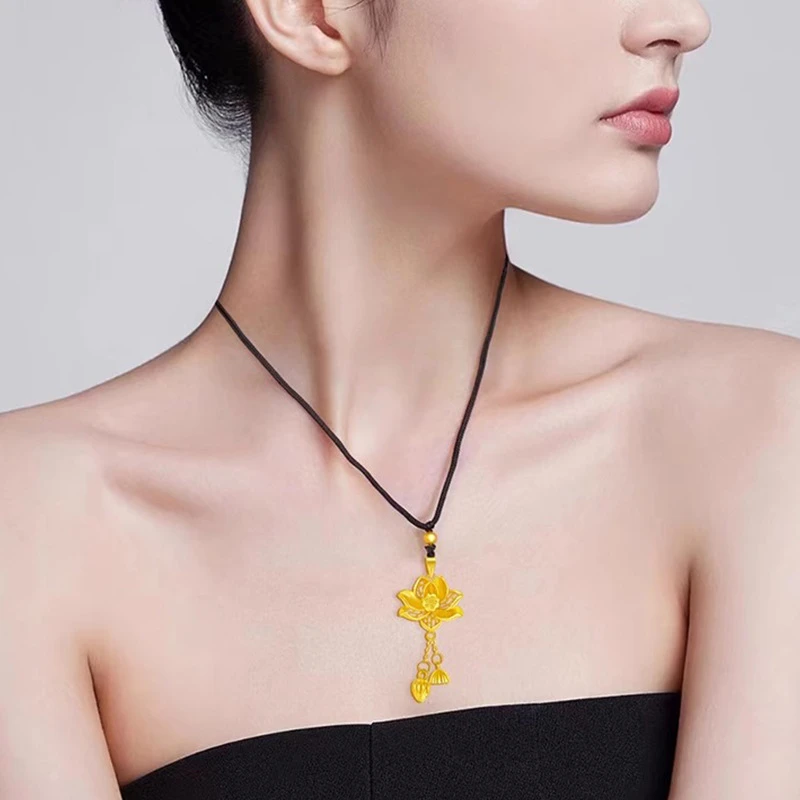 古法挂件莲花吊坠饰品珠宝挂坠生日礼物两世欢荷花莲蓬苞项链坠子