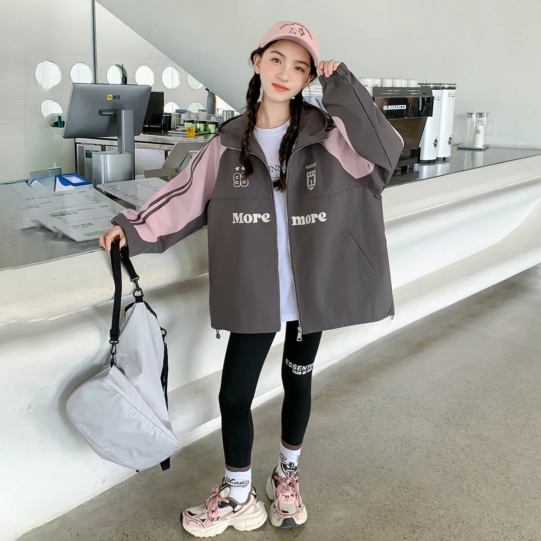 女童外套秋韩版2025新款中大童休闲连帽上衣儿童运动秋装潮Q61353