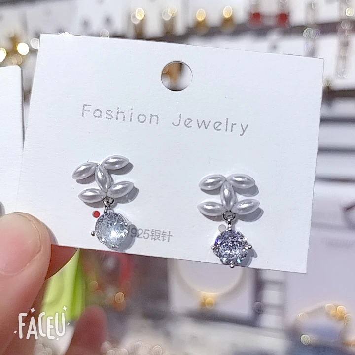 925银仿珍珠耳饰 纯银针耳钉防过敏精致百搭小流苏款耳饰女时尚