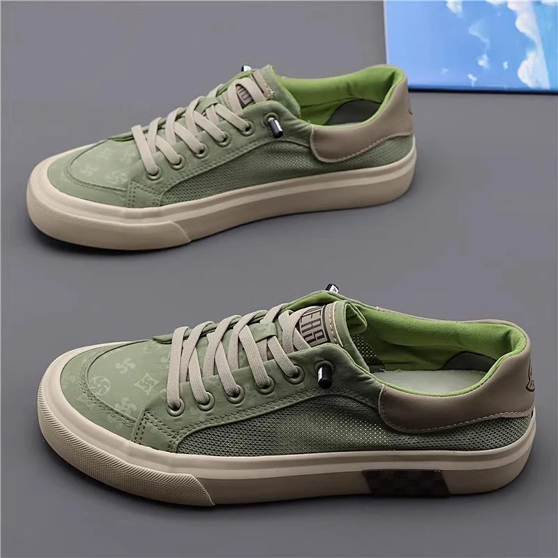 男鞋2025夏季新款透气网布帆布鞋男低帮一脚蹬休闲鞋板鞋薄款布鞋