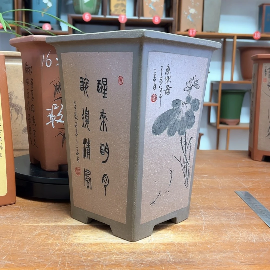 鸿***梯紫砂花盆周之夏精品紫砂花盆