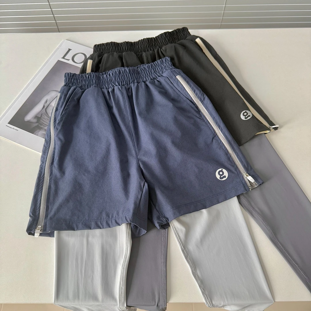 肉肉家-【假两件速干运动裤】儿童春夏户外休闲运动侧拉链长裤