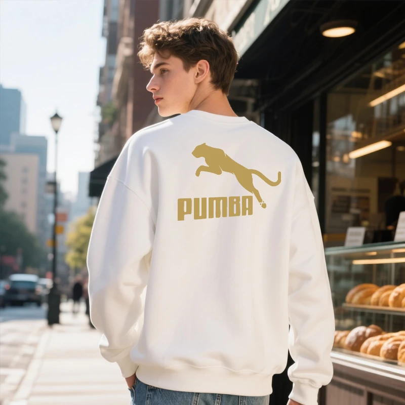 大标宽松型长袖黑色秋季男款圆领卫衣春季男士运动休闲情侣