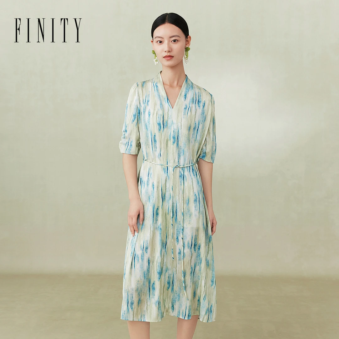 【粉丝专享】FINITY 新款气质连衣裙时尚法式收腰设计师 F21X3A35L3