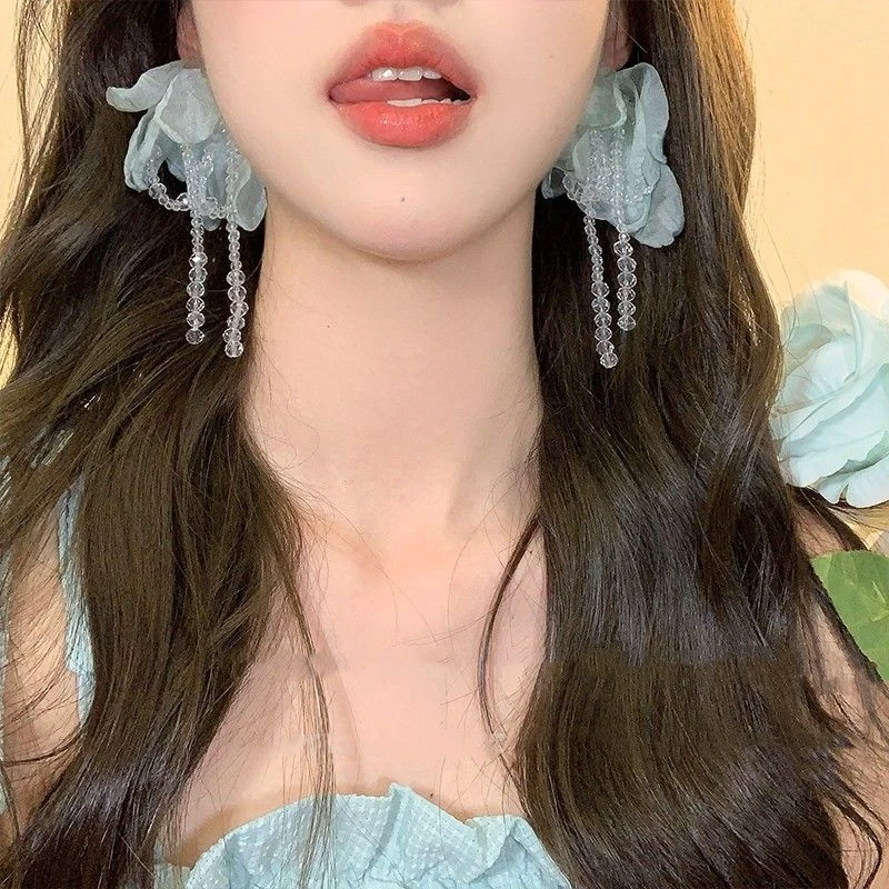 度假氛围海边新款花朵流苏耳钉设计高级夸张耳环温柔气质百搭耳饰