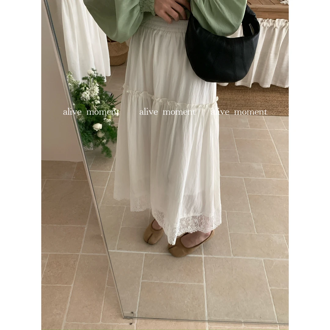 55368#【穿上就是仙女本仙~】巨百搭~木耳蕾丝边半身裙