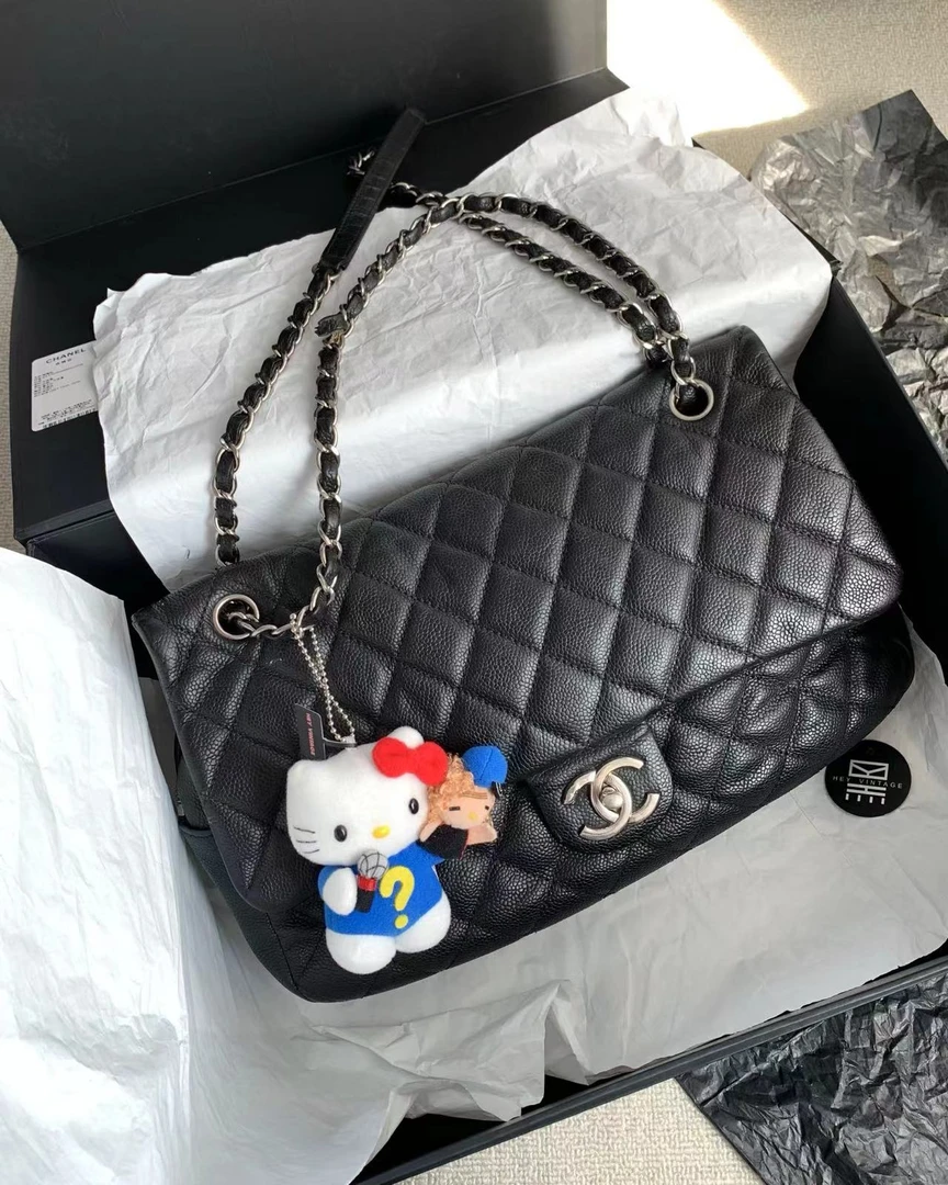 95新 Chanel/香奈儿 黑银cf机场包 16488799