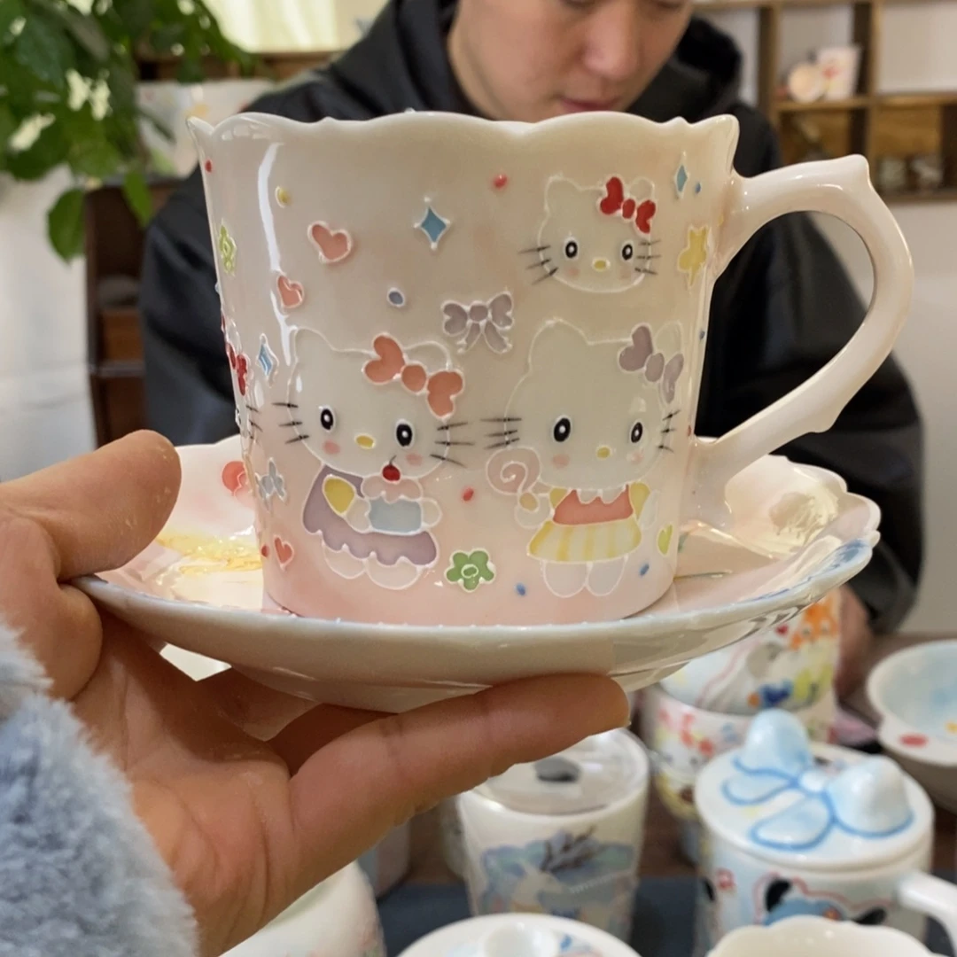 A***行瓷片九色鹿加口底部景德镇釉下彩手绘