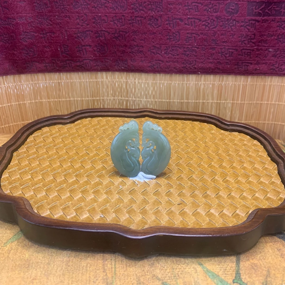 H和田玉龙凤对牌吊坠3739