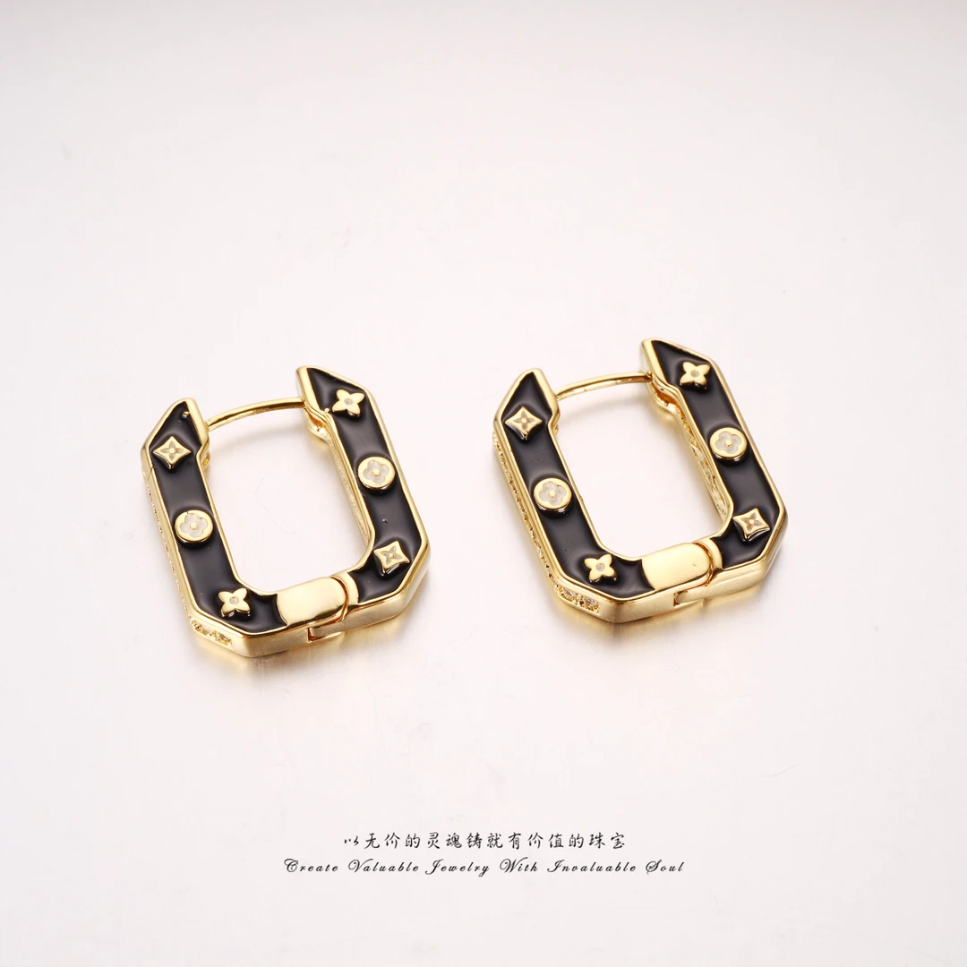 铜合金珐琅耳饰 黑色精致高级感时尚简约百搭耳环 KG-C-31033