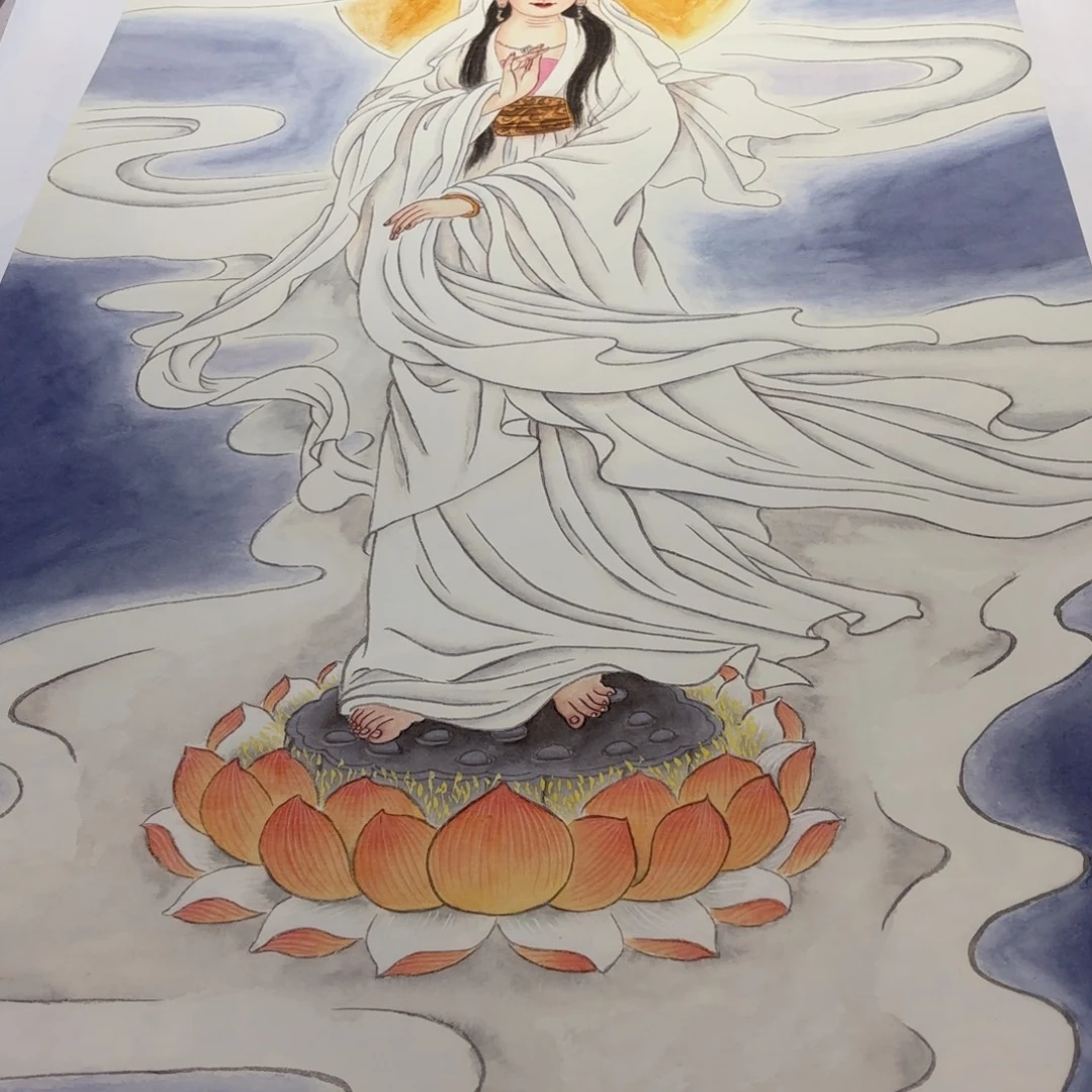 国画四尺白衣观音