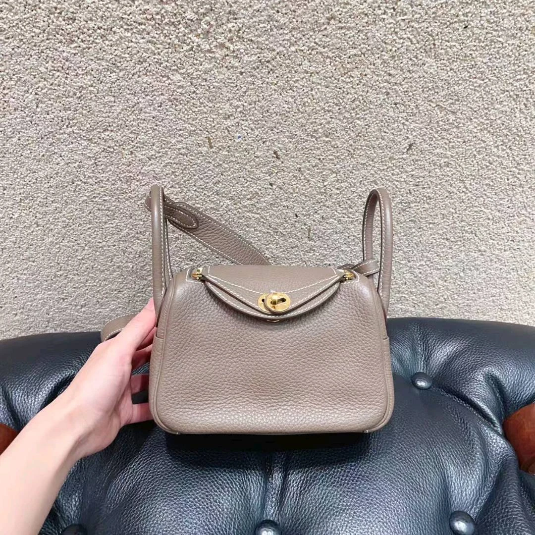 99新 Hermes/爱马仕 minilindy 大象灰金扣 Tc 皮！Y 刻！
