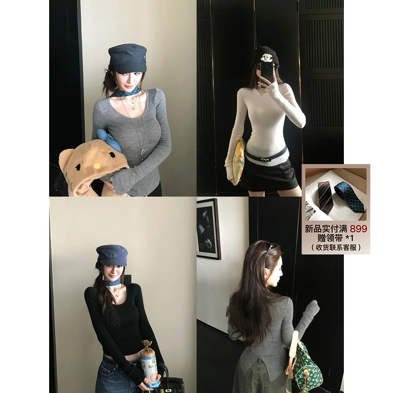 SKK"羊毛绵绵tee"长袖版囤住!圆领/U领16针60支美利奴羊毛针织T