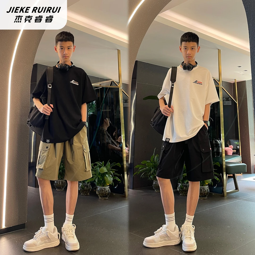 【现货-睿】夏季冰凉感薄款休闲宽松短袖T恤中大童运动上衣杰克睿睿