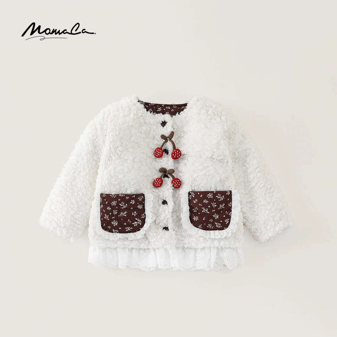 MOMOCO冬季新款女童洋气樱桃毛毛外套77830107056