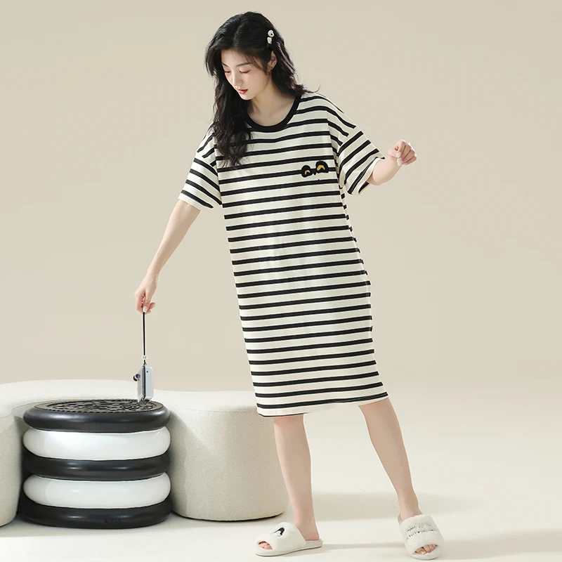 【7A抗菌】100%全棉睡裙女款夏季纯棉薄款连衣裙宽松简约女士家居服