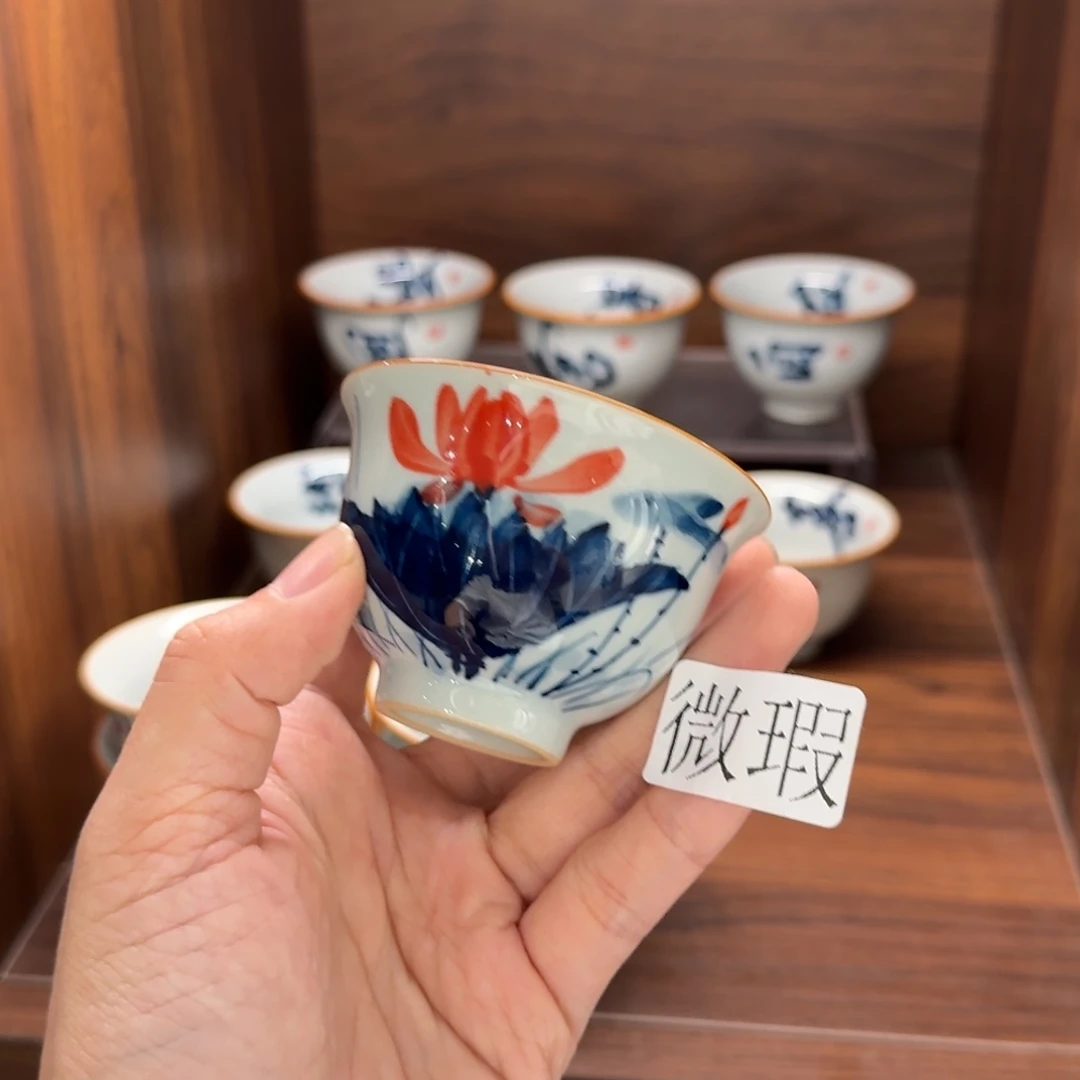 釉下手绘茶具微瑕